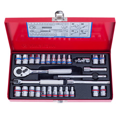 KING TONY (2030CR) Набор торцевых головок с принадлежностями 1/4", 12-гранные, 4-12 мм и 5/32"-1/2", 30 предметов