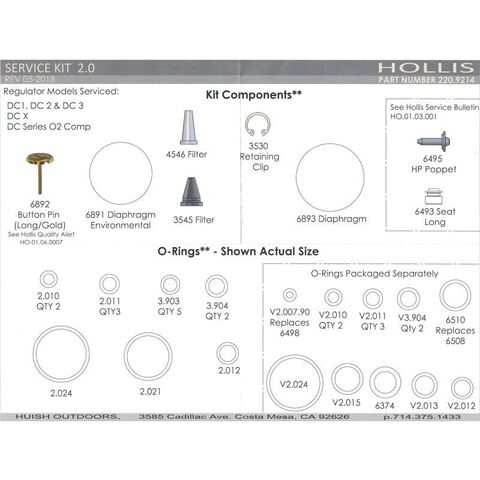 Запчасти Hollis, ремкомплект 1ст (DC1-3/DCX)