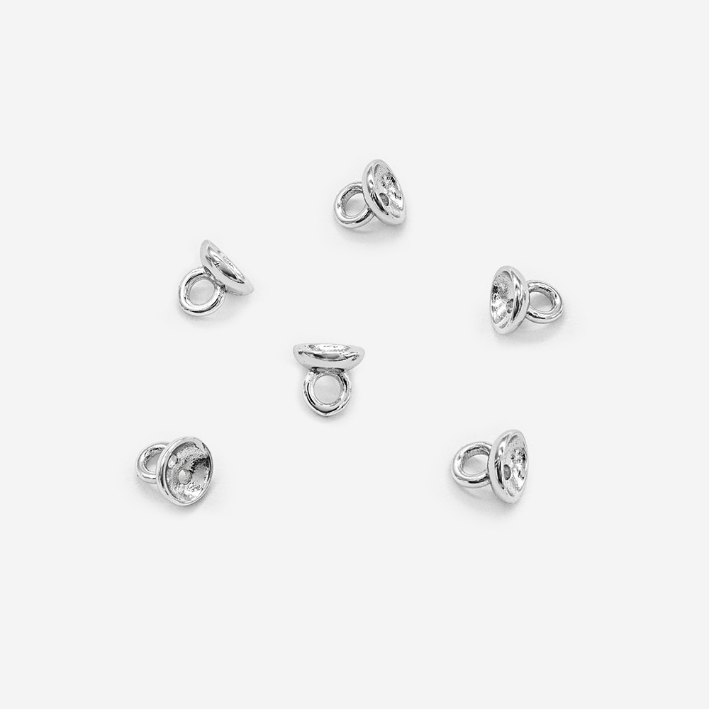 Концевик-шапочка с кольцом 6,2*4,5мм, родирование