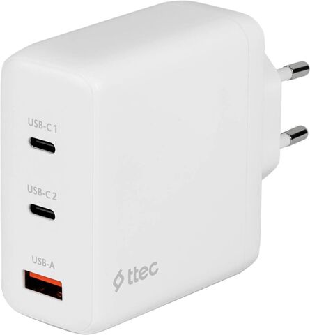 Зарядное устройство TTEC SmartCharger Trio GAN 120W PD Travel Charger 2 USB-C+USB-A, белый