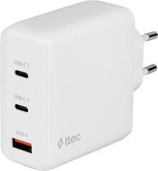 Зарядное устройство TTEC SmartCharger Trio GAN 120W PD Travel Charger 2 USB-C+USB-A, белый