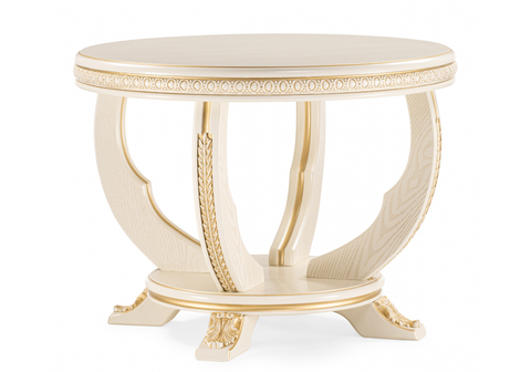 Журнальный стол Woodville Луис круглый слоновая кость, золото