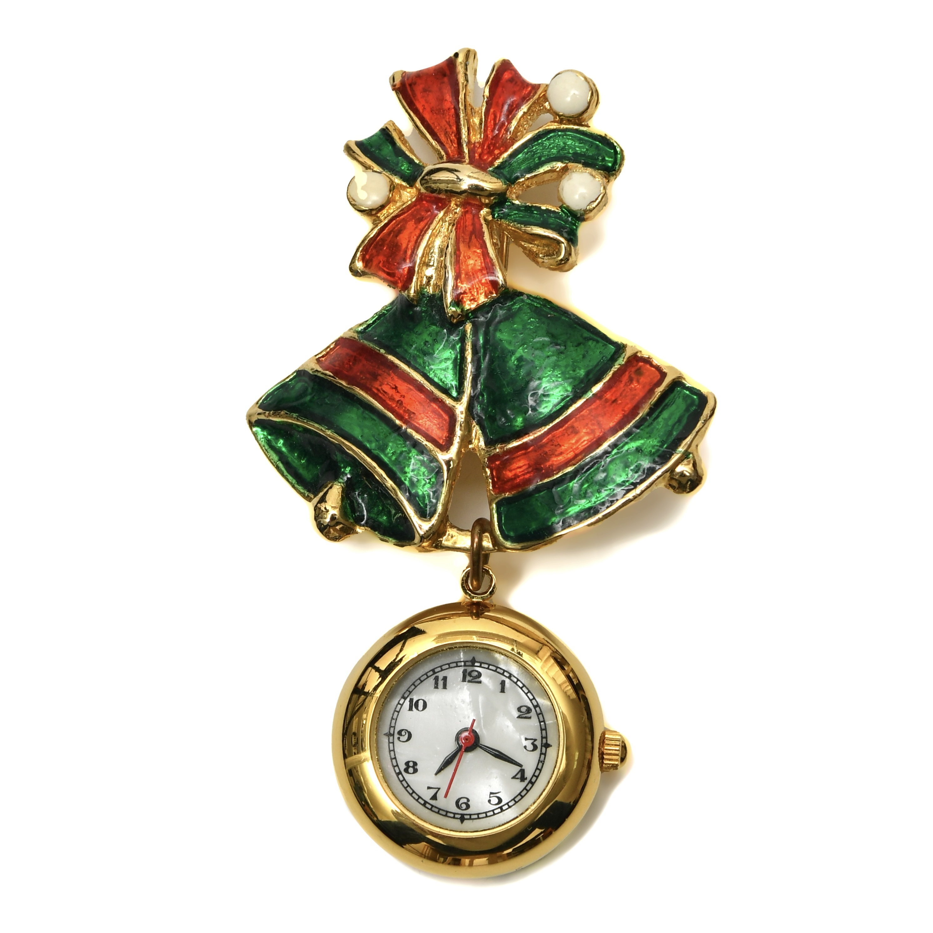Новогодняя брошь с часами