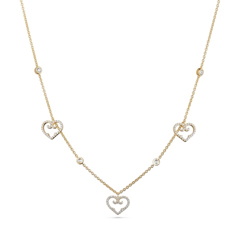 Чокер Три Сердца Желтое Золото