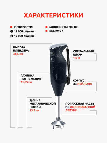 Блендер BAMIX Design Edition M200 Black Marble