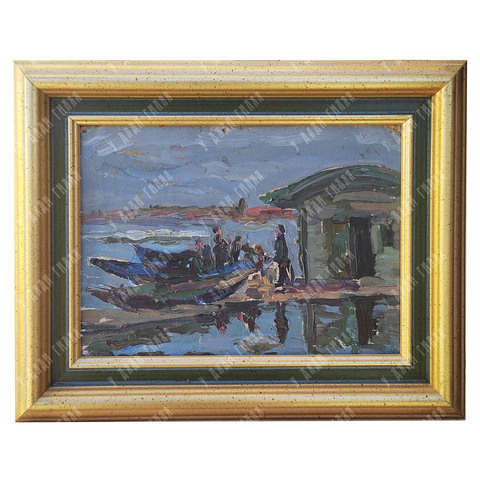 Динес Ю. С. Весна на Волге. Этюд. Картон, масло. 1947