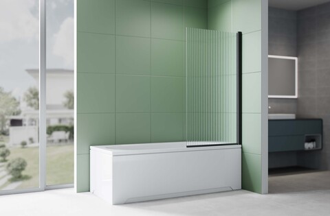 Aquatek AQ.BS.080.2BL AQ.BS.080.2BL Шторка на ванну, одноэлементная, поворотная 800X1500 профиль черный, стекло прозрачное рифленое 6мм