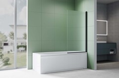 Aquatek AQ.BS.080.2BL AQ.BS.080.2BL Шторка на ванну, одноэлементная, поворотная 800X1500 профиль черный, стекло прозрачное рифленое 6мм фото