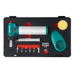 KRAFTOOL Multi torch, 30 - 150 Вт, 1300°С, набор 8 в 1: горелка, фен, пьезоподжиг, газовый паяльник (55506-H8)