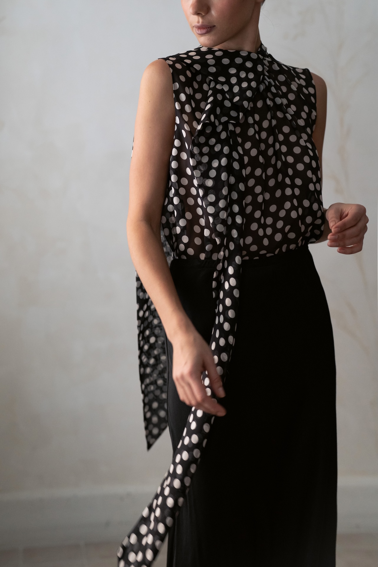 Блуза из тутового шелка с галстуком