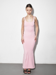 Платье макси розовое