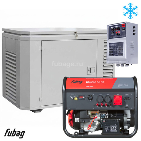 Бензиновый генератор в зимнем кожухе с блоком АВР Fubag BS 8000 DA ES/1200SCW RAL 7035