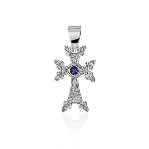 Крест с бриллиантами  из белого золота JA-R-670924-1