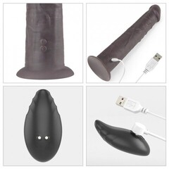 Вибратор-ротатор с пультом ДУ черный (25,4*4,8)