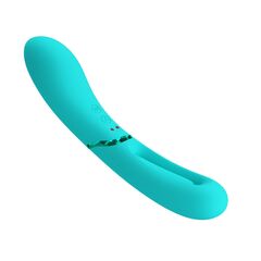 Аквамариновый двусторонний вибратор с функцией фингеринга Lexie - 20 см. - 