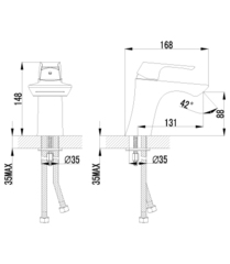 Смеситель для умывальника с каскадным изливом – LM4546C, Серия UNIT.