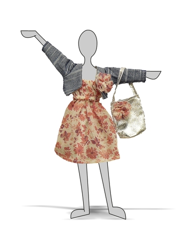 Костюм с шифоновым платьем - Демонстрационный образец. Одежда для кукол, пупсов и мягких игрушек.