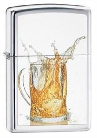 Зажигалка Zippo Beer (пиво) 28293 High Polish Chrome, латунь/сталь, серебристая, 36х12х56 мм | Wenger-Victorinox.Ru