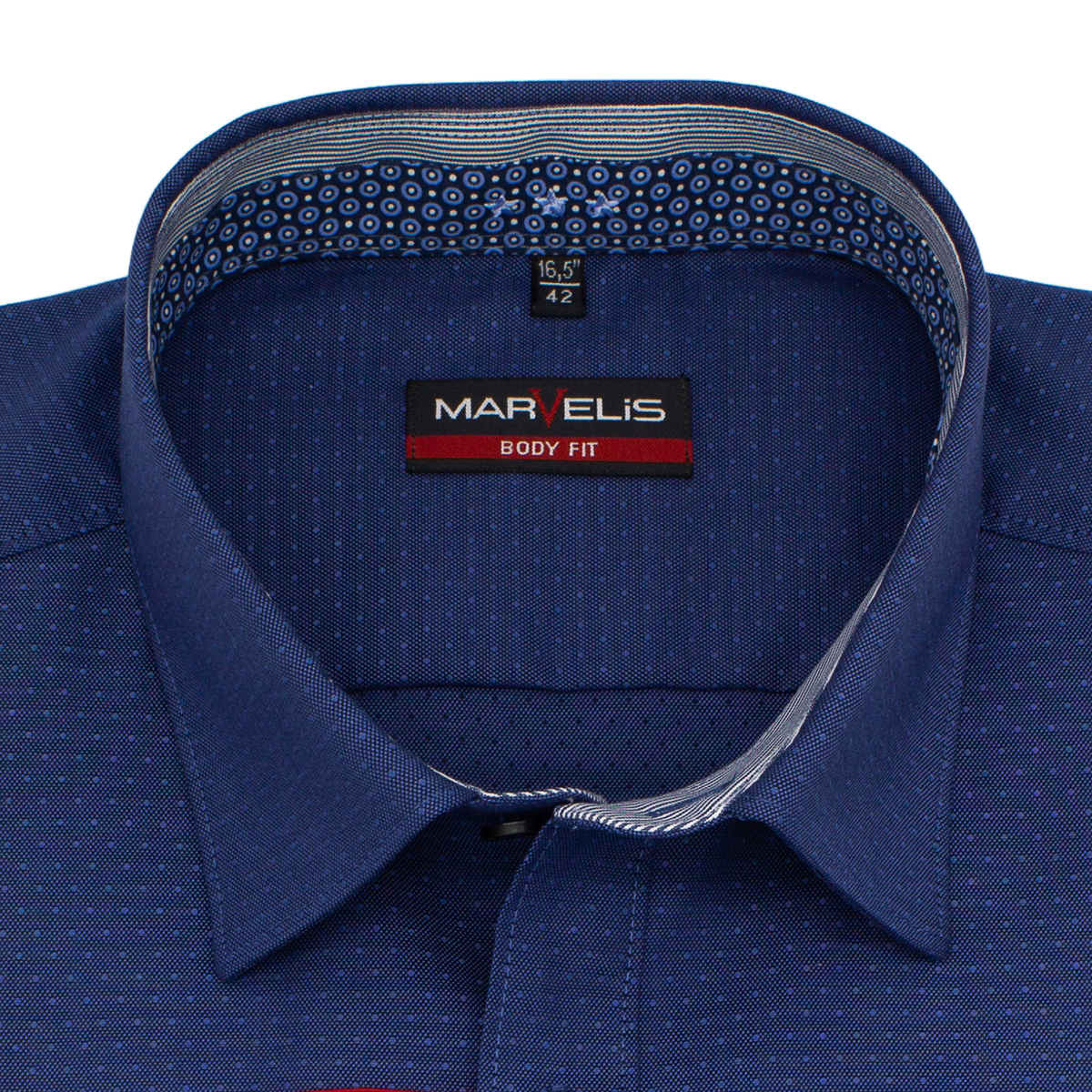 Рубашка Marvelis Body Fit 7554/64/14 из фактурной ткани синяя