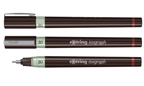 Изограф Rotring, толщина линии: 0.80 mm, корпус: пластик, цвет: бордовый (1903495)