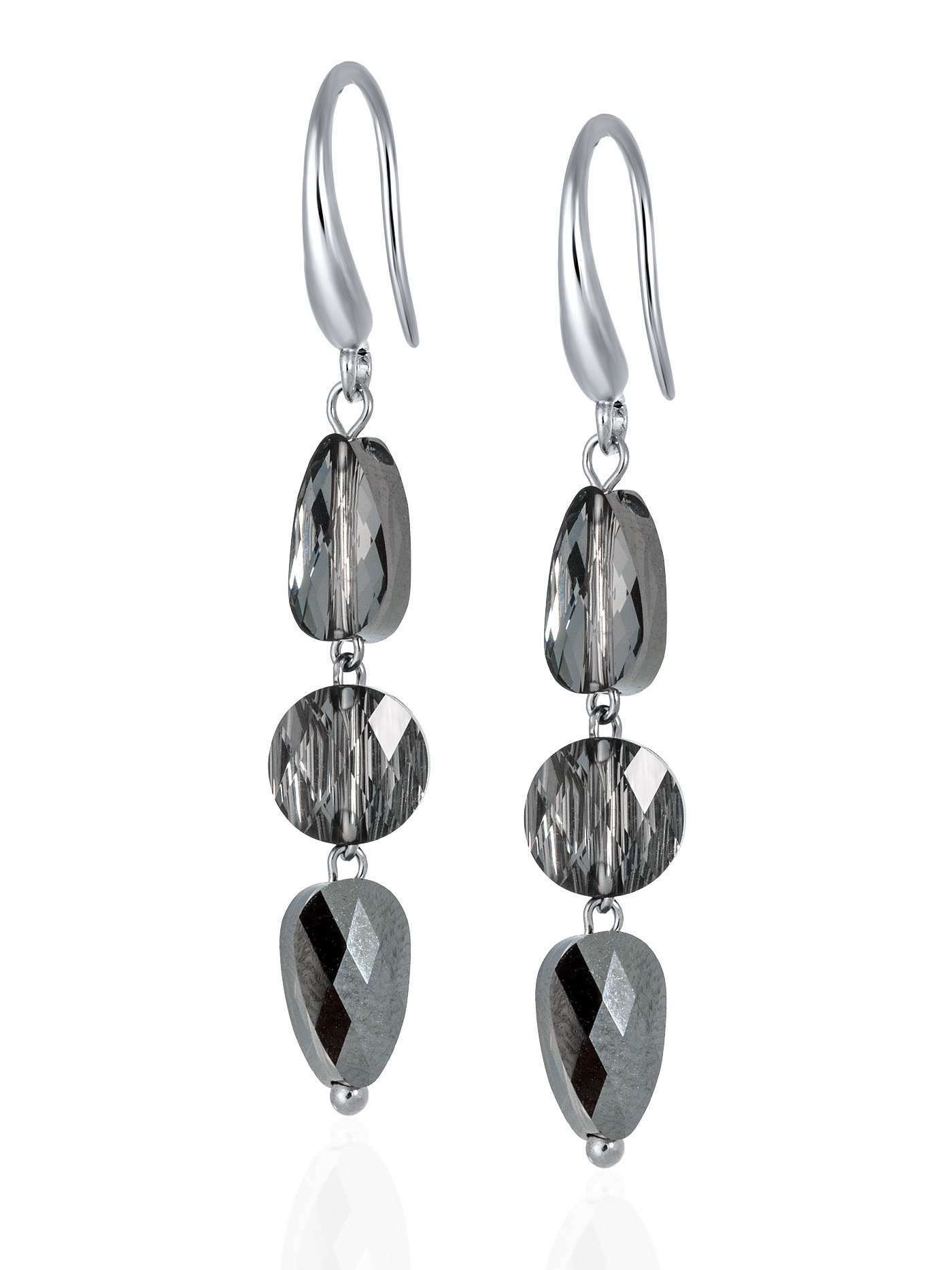 Серебряные серьги с кристаллами Swarovski Silver Night