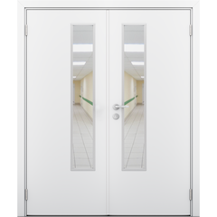 Купить Влагостойкая двустворчатая дверь Модель 1 белая остеклённая