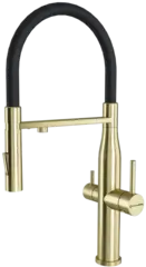 Смеситель Kuchenstern ELIT-FE 407GL40 PVD Золото GL, подключение фильтра, гибкий излив, переключение на душ Смеситель Kuchenstern ELIT-FE 407GL40 PVD Золото GL, подключение фильтра, гибкий излив, переключение на душ