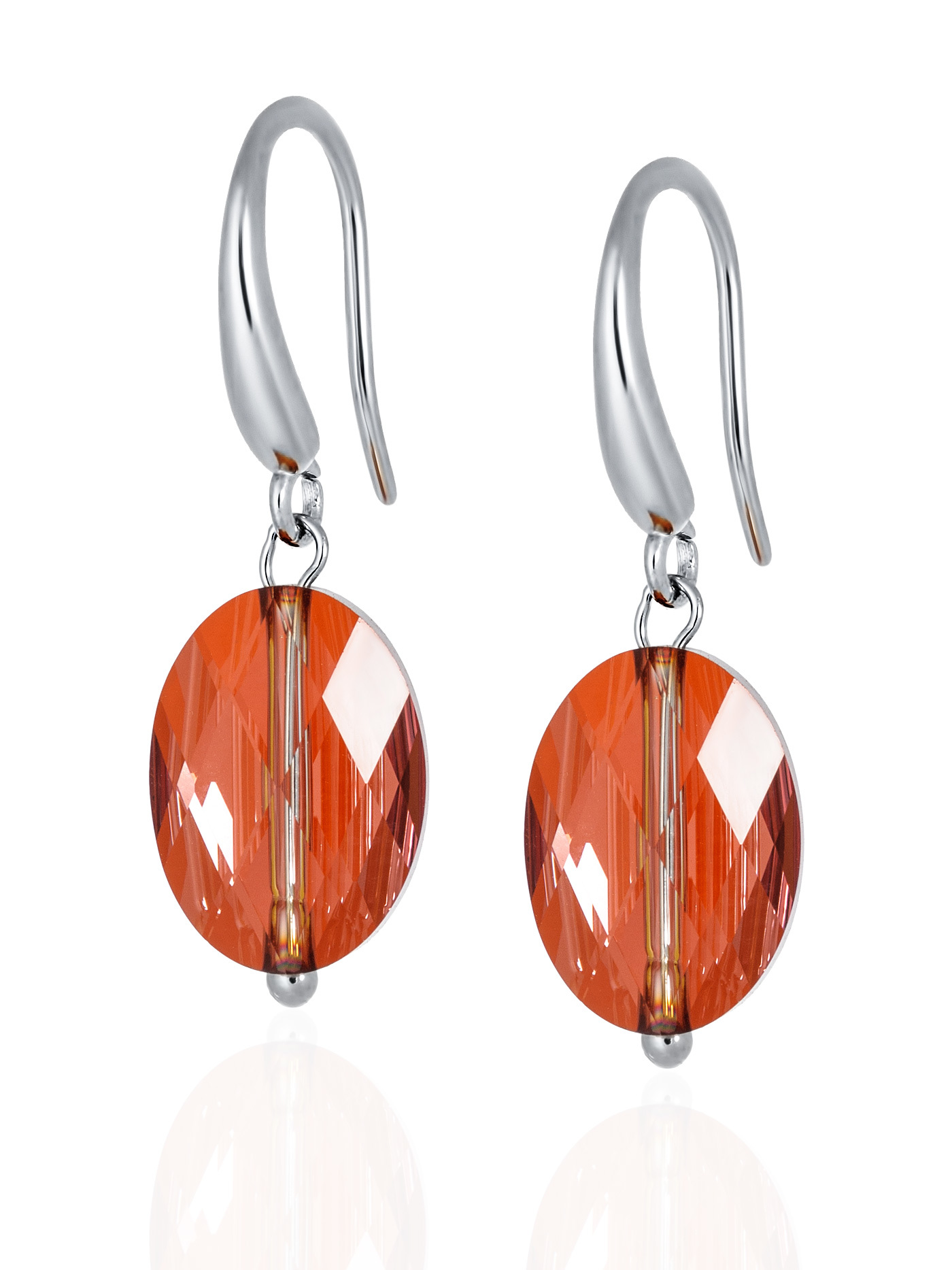 Серебряные серьги с кристаллами Swarovski Red Magma