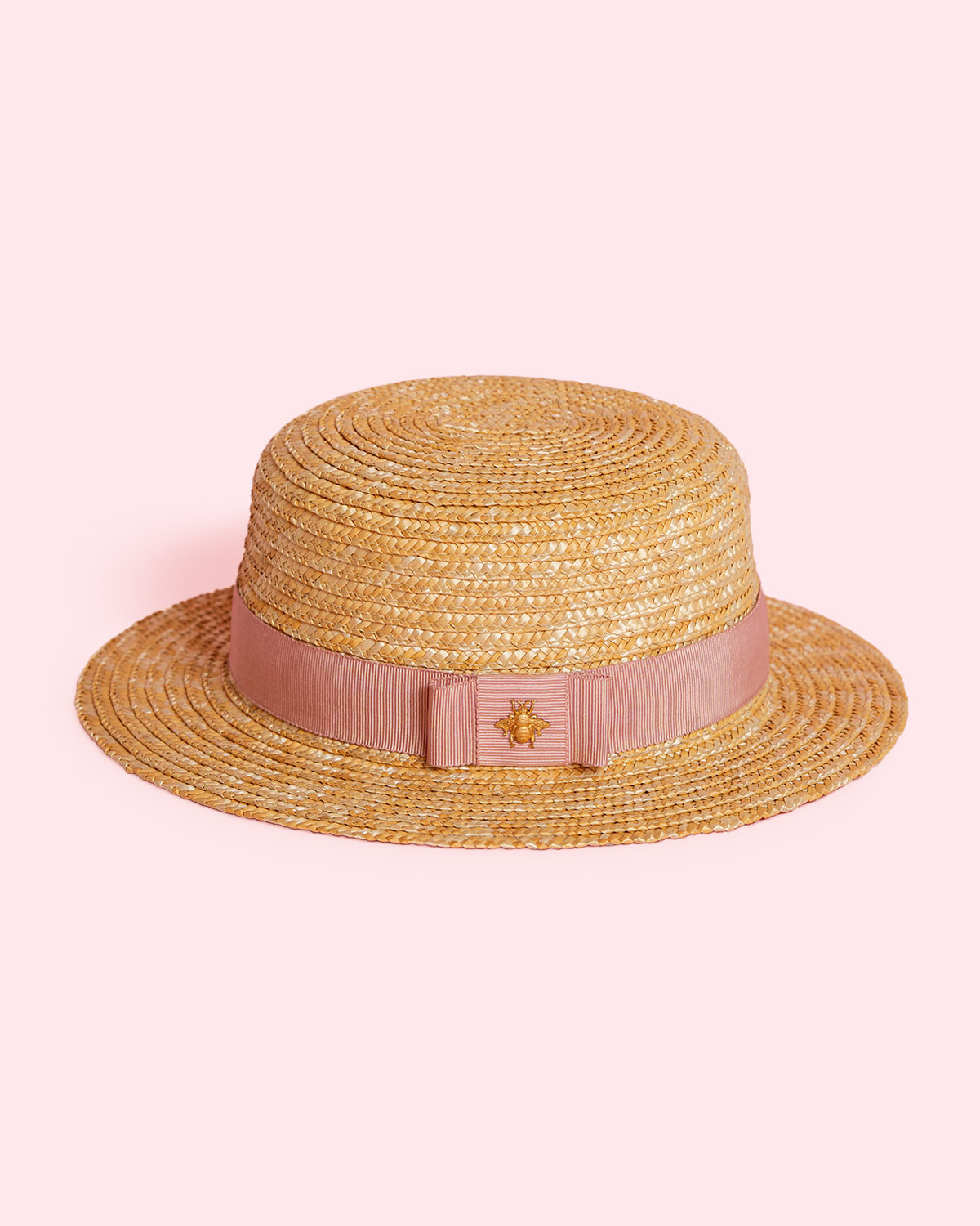 Соломенная шляпа-канотье с пчелой