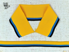 Комплект воротник ш. 7,5 см д. 43 см + подвяз ш. 2,5 см д. 88 см, жёлтый с синим/чёрным