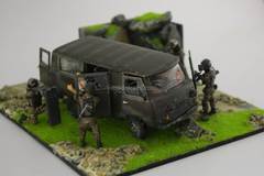 Diorama Anti-Terrorist Operation Chechnya UAZ-452 1:43 Handmade