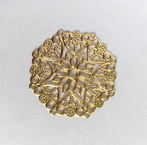 Филигрань металлическая круглая, 35 мм, цвет золото