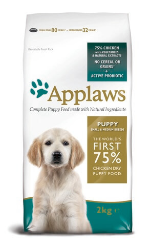 купить эпплоуз Applaws Dry Dog Chicken Small & Medium Breed Puppy 75/25% сухой беззерновой корм для щенков малых и средних попрод с курицей и овощами 2 кг
