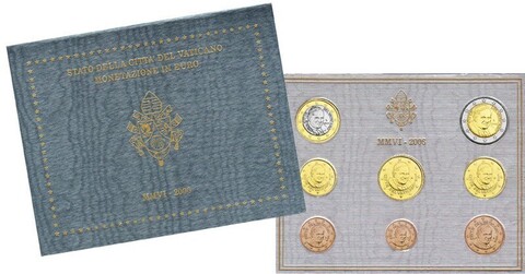 Ватикан 2006 официальный набор монет евро ( 8 монет, от 1 цент до 2 евро )