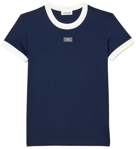 Женская теннисная футболка Lacoste Slim Fit Cotton Tennis T-Shirt - navy blue/white