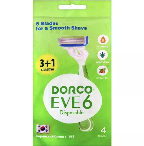DORCO EVE 6 4'S сменные кассеты женские с сгибаемым катриджем (Ю.Корея)