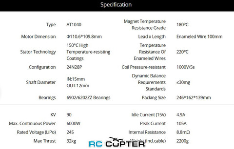 T-Motor AT1040 130CC KV90