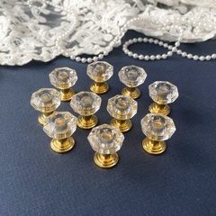 Ручка для шкатулки , цвет прозрачный с золотым, пластиковые, 1,9*2,2 см, набор 10 шт.