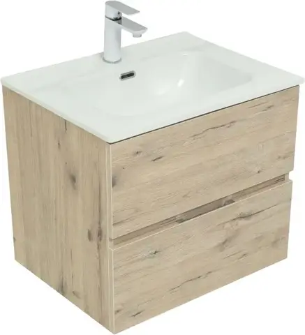 Aquanet 273995 Тумба с раковиной Алвита new 60 2 ящ. цв.дуб веллингтон белый (273995)