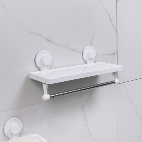 Полка для ванной с держателем для полотенец, цвет: белый