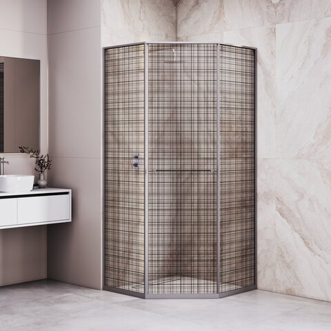 RGW 33328200-2410L Душевой уголок 100*100*200 RGW SV-82-Gr "L" Трапеция/Серый/Черная вуаль/8 триплекс