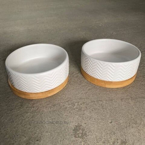 1001 Набор керамических мисок на подставках "White Waves" (2 шт х 400 мл)