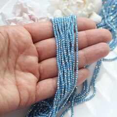 Бусины стеклянные матовые голубые с покрытием круглые 2 мм, К181
