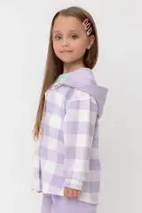 рубашка  для девочки  КР 302698-1/пастельно-лиловый,клетка виши к541