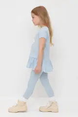брюки  для девочки  КР 4074-1/голубой,любимые ромашки к563