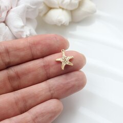 Подвеска Морская звезда с фианитами 13*12 мм, позолота, П274