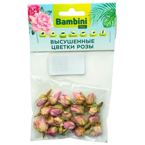 Лакомство Bambini Pets высушенные цветы розы для грызунов и кроликов, 10 г.