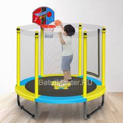 Каркасный батут для детей, с баскетбольным кольцом, диаметр 5 фт