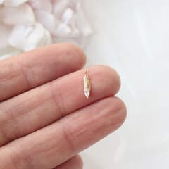 Подвеска Перо с фианитом 12*3,5 мм, позолота, П235