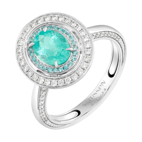 Кольцо с Турмалином Параиба и Бриллиантами, R0070-40/1